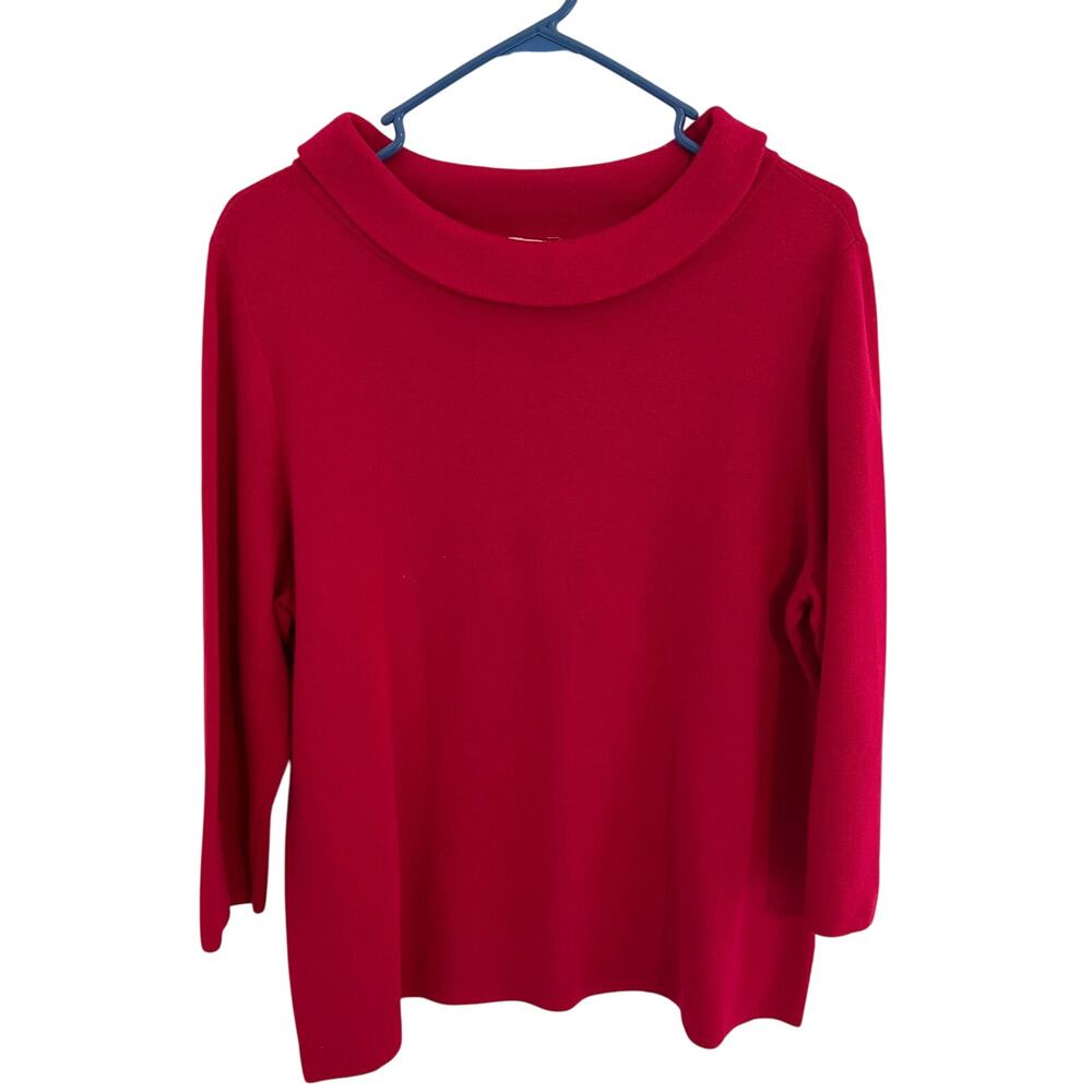 Talbots Sweater Womens Sz XL Pink Boat Neck 3/4 Sleeve Knit Pullover Office Work
